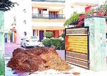 संतप्त शेकऱ्यांनी भाजप नेत्यांच्या घरासमोर ओतले ट्रॉली भरून शेण