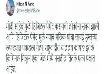 निलेश राणेंनी राष्ट्रवादीवर  साधला निशाणा