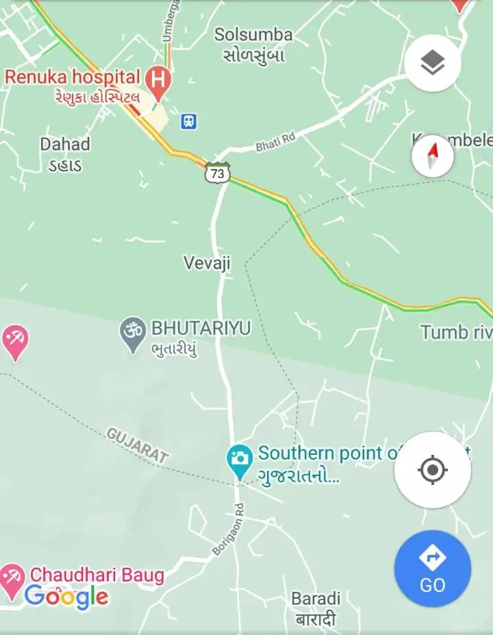 गुगल मॅप वरून महाराष्ट्र मधील गावे गुजरात हद्दीत