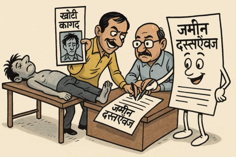 मयताच्या टाळूवरचे लोणी खाऊन जमीन घोटाळा!